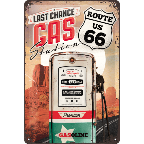 Nostalgic-Art Tin Sign 20x30cm Route 66 Gas Station Str. 30x0x20 - Billede 2
