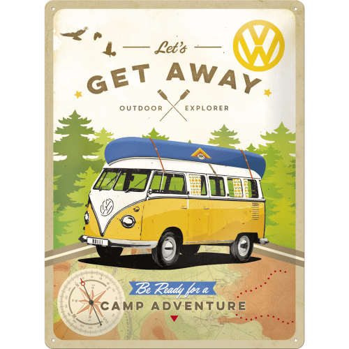 Nostalgic-Art Tin Sign 30x40cm Vw Bulli – Let’s Get Away! Str. 40x0x30 - Billede 2