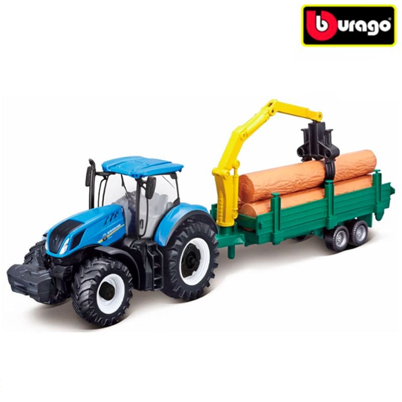 Bburago Traktor New Holland T7.315 Med Trailer – Flere Varianter - Billede 4