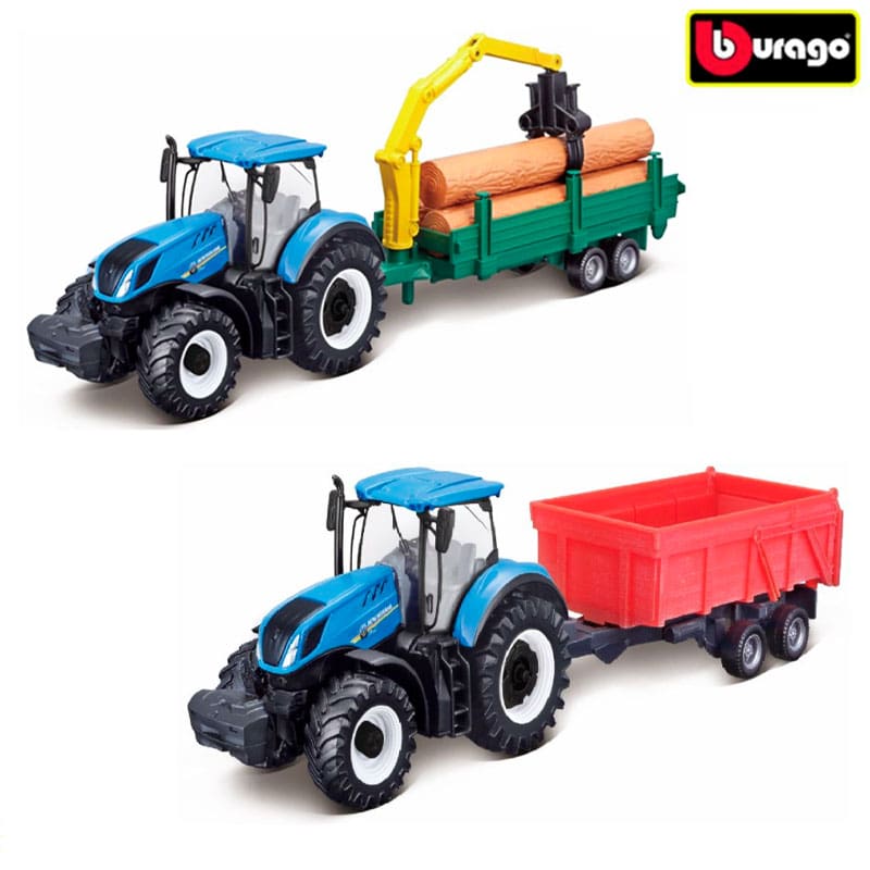 Bburago Traktor New Holland T7.315 Med Trailer – Flere Varianter - Billede 2